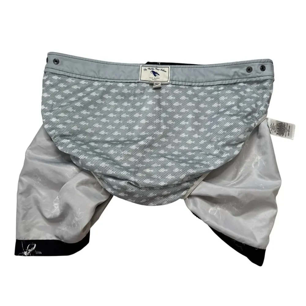 TED BAKER Black Tropical Burrel Swim Short Size Large (4) Mens Lined Pockets